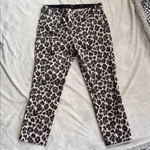 J. Crew Black and Cream Animal Print Pants